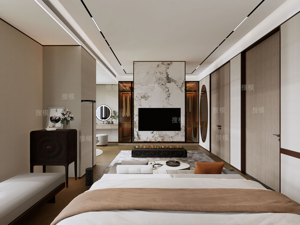 现代简约家居卧室  整套-主卧+主卫