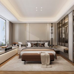 现代 轻奢 主卧+主卫整套